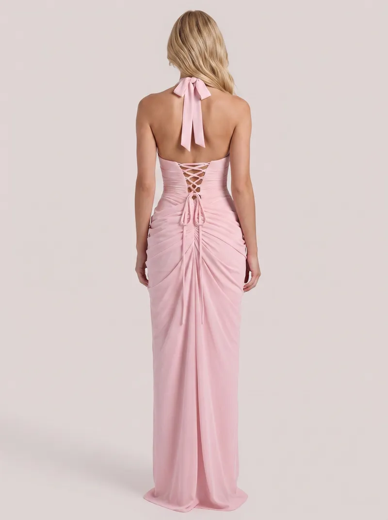 Yvette Wrap Maxi Dress - Pink