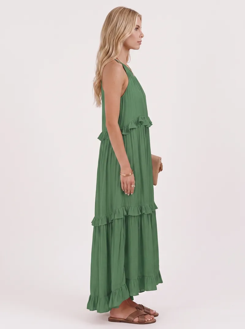 Thea Tiered Maxi Dress - Green