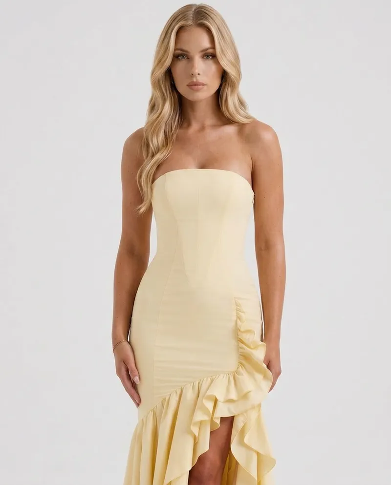 Eloise Ruffle Maxi Dress - Lemon