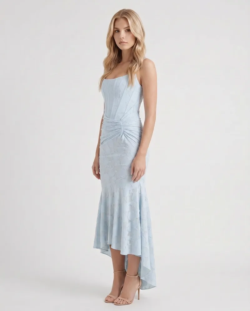 Carisia Corset Maxi Dress - Light Blue