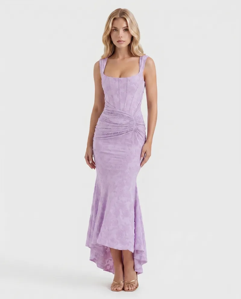 Carisia Corset Maxi Dress - Purple