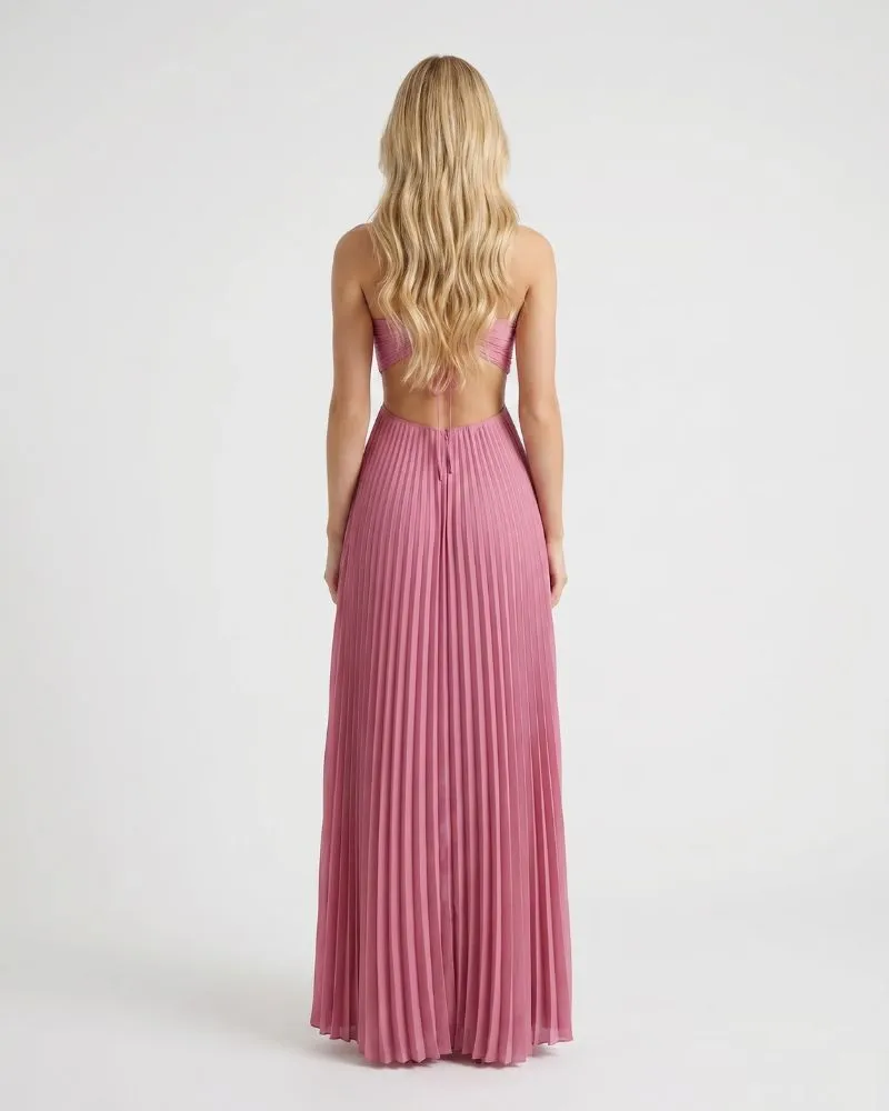 Aurora Pleated Cutout Maxi Dress - Pink