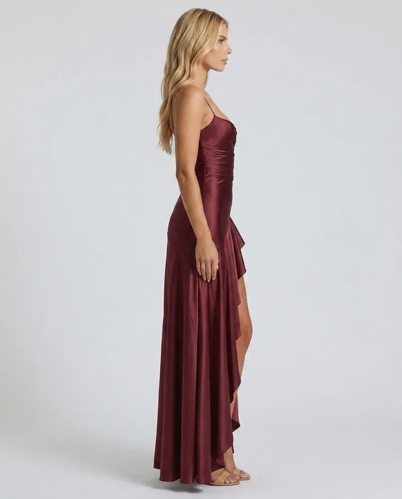 Rosalie Cowl Maxi Dress - Cherry Lacquer