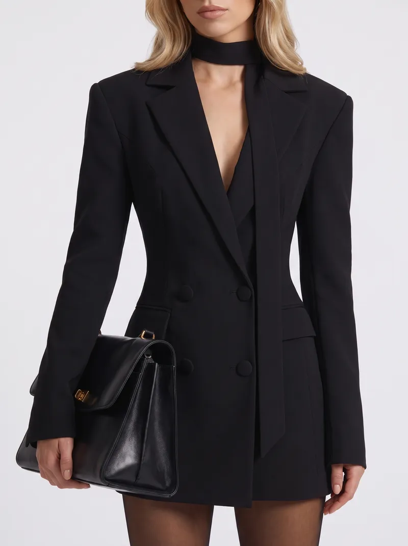 Winnie Blazer Mini Dress - Black