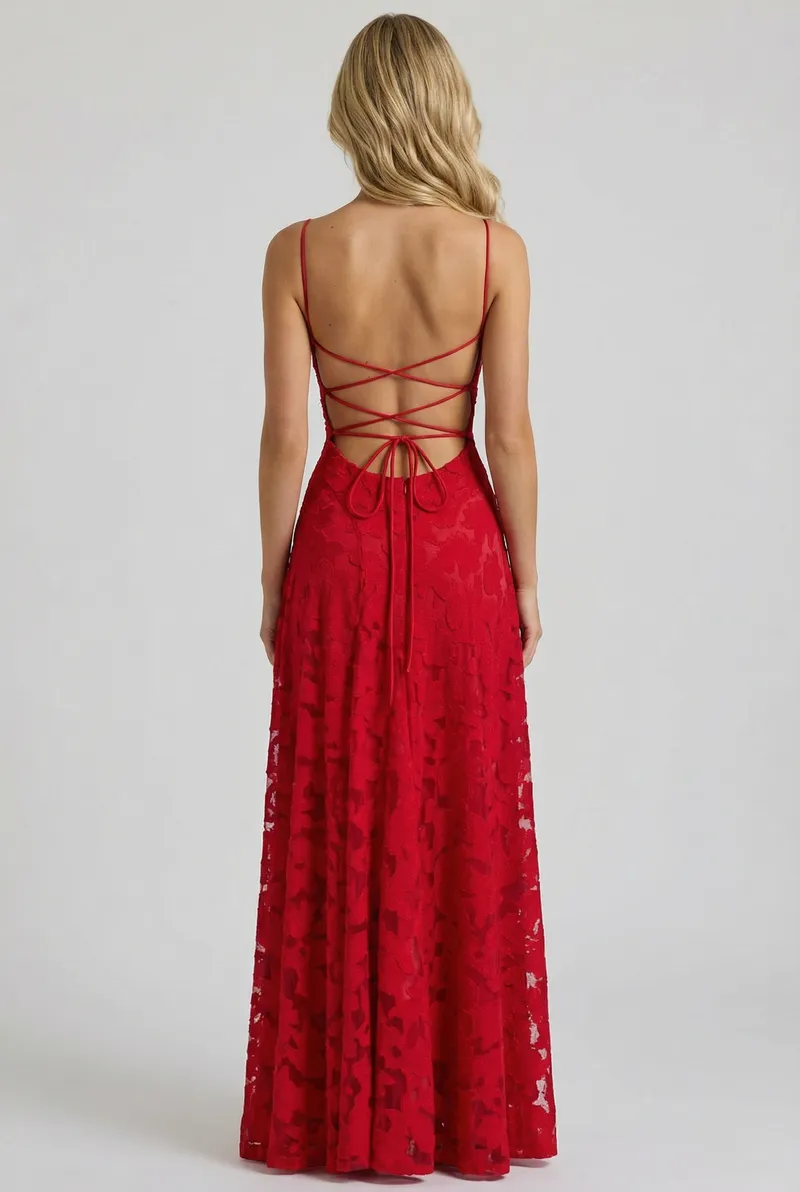 Francis Butterfly Maxi Dress - Red