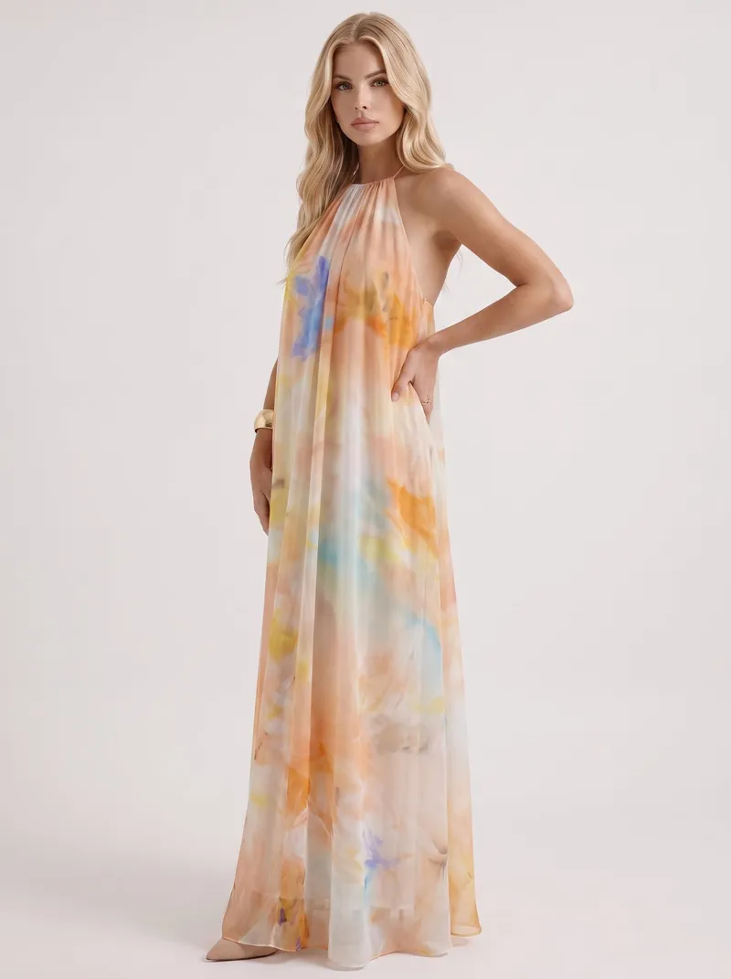 Sylvie Chiffon Maxi Dress - Orange