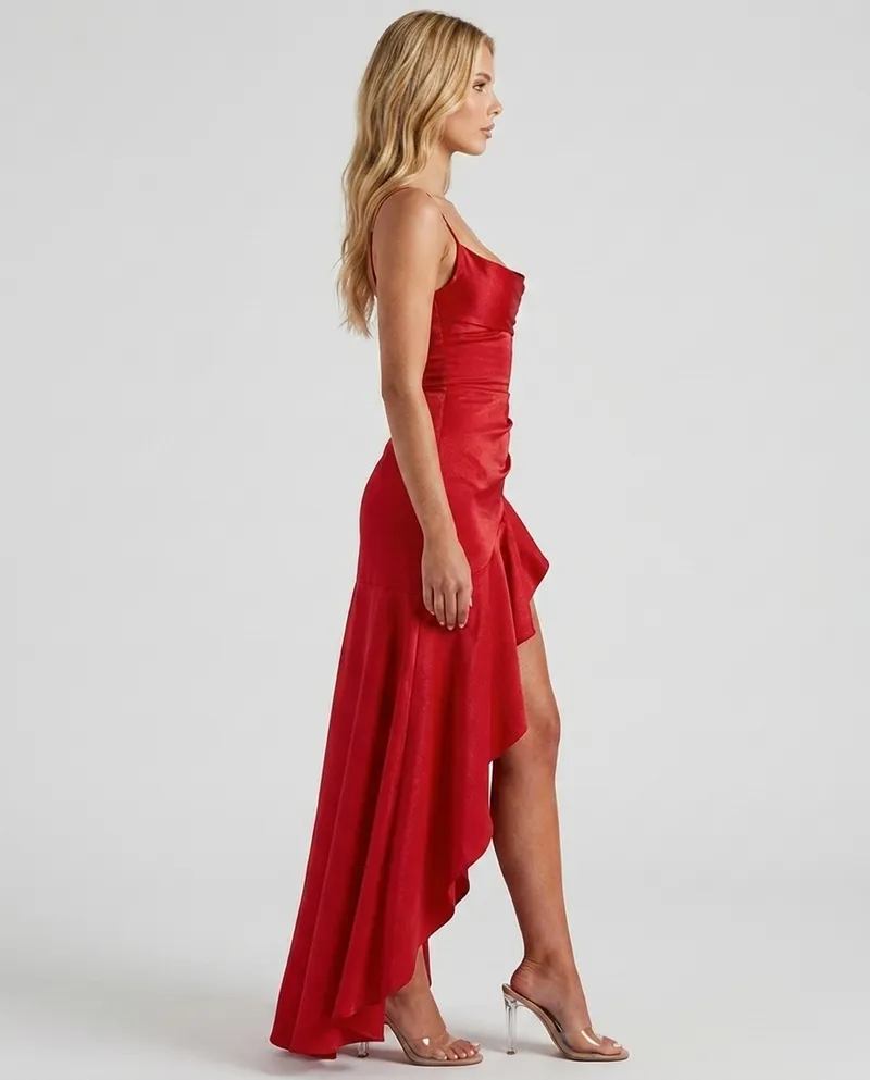 Rosalie Cowl Maxi Dress - Red