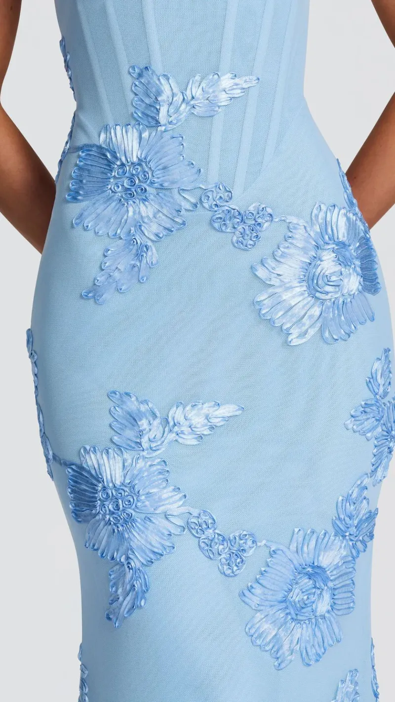 Celestina Floral Maxi Dress - Light Blue