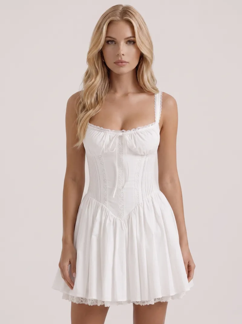 Ophelia Corset Mini Dress - White