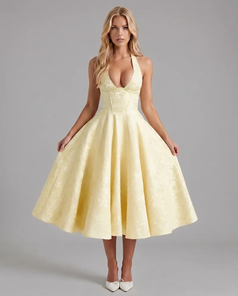 Effie Midi Dress - Lemon