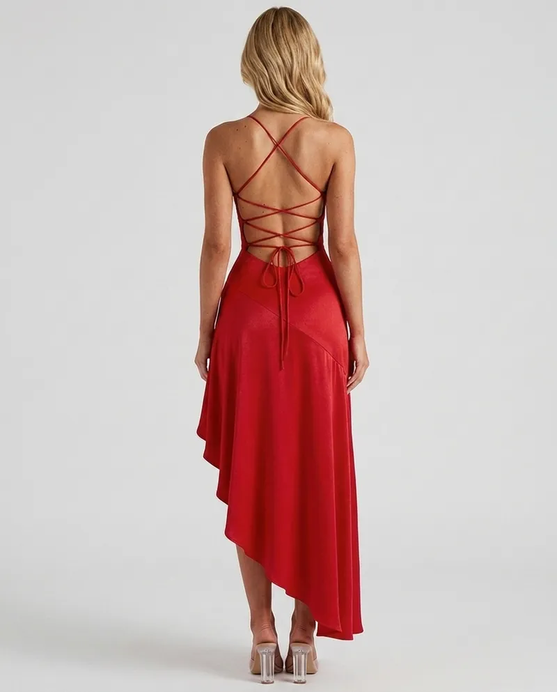 Rosalie Cowl Maxi Dress - Red