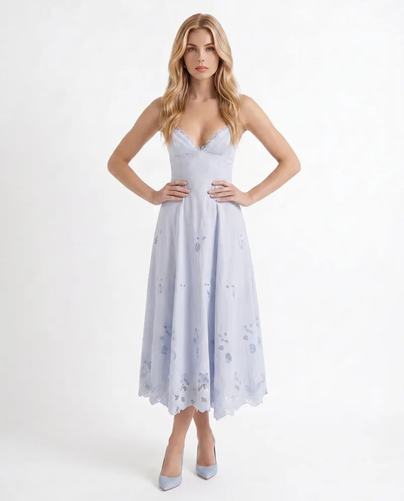 Sara Flare Midi Dress - Blue