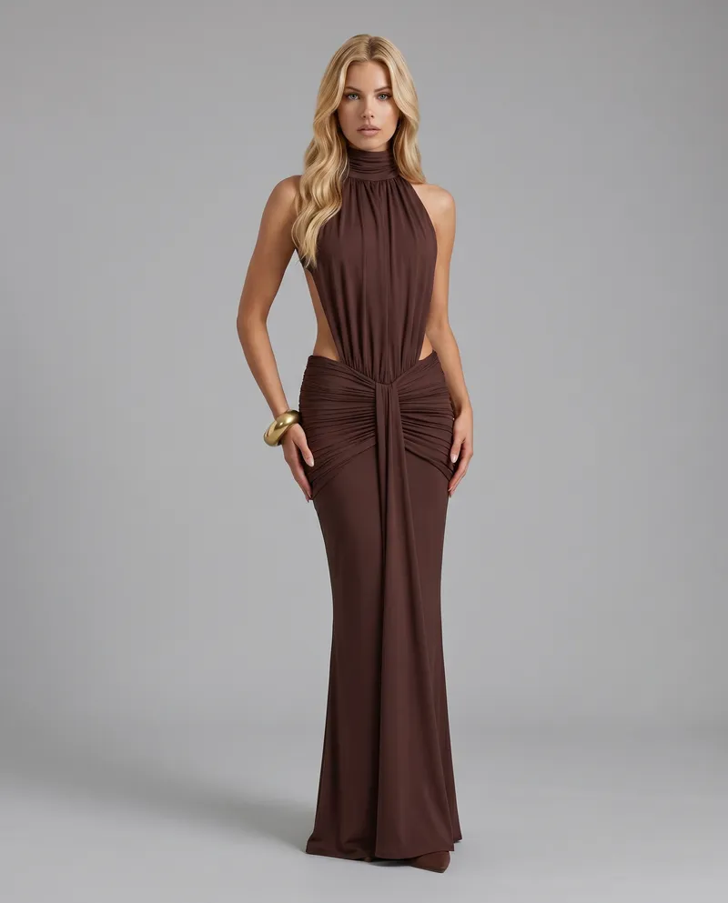 Tiffany Maxi Dress - Brown