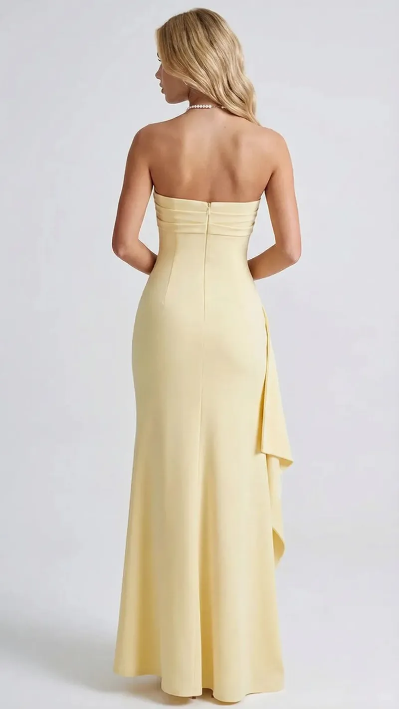 Diana Ruched Maxi Dress - Yellow