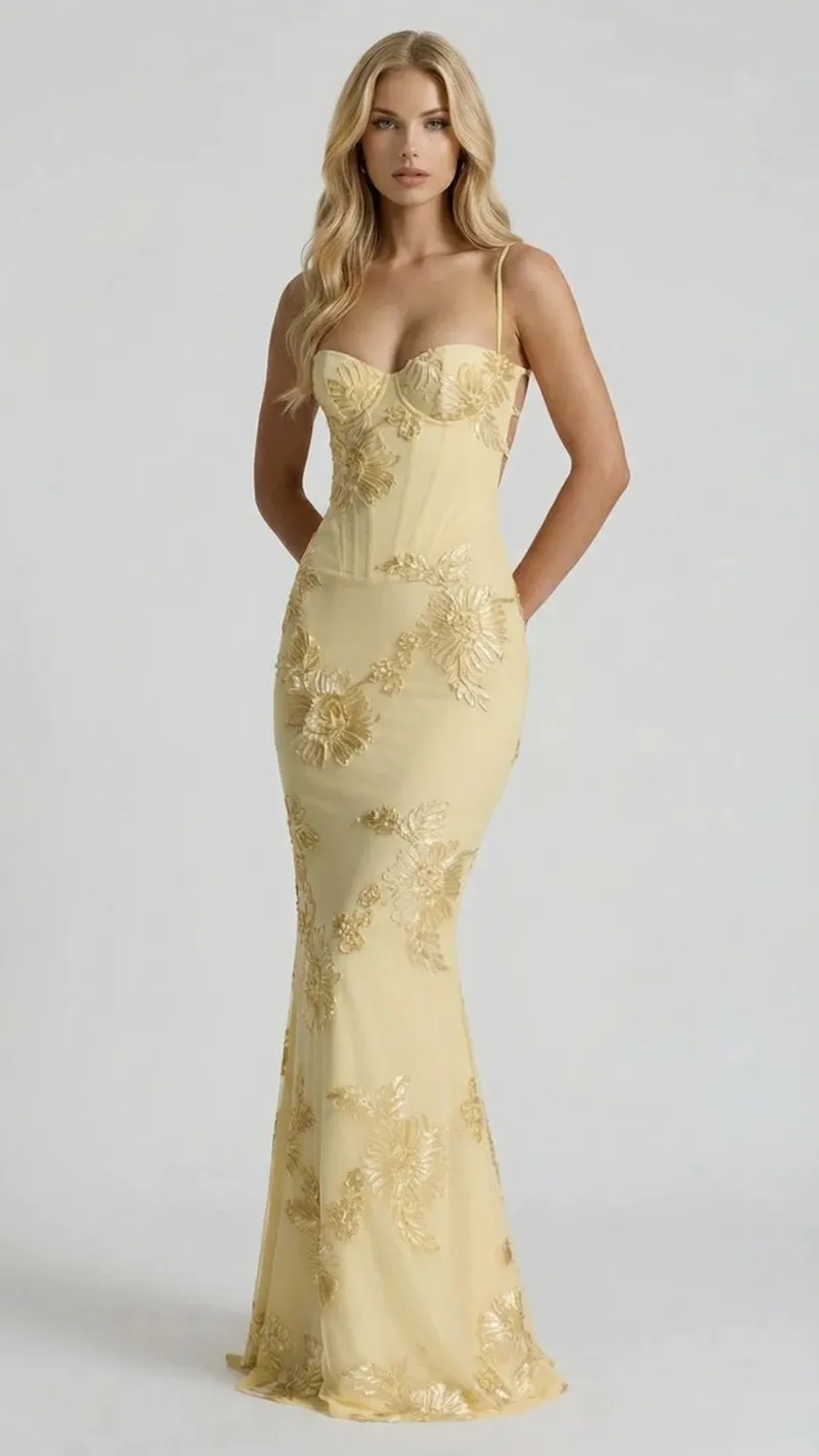 Celestina Floral Maxi Dress - Yellow