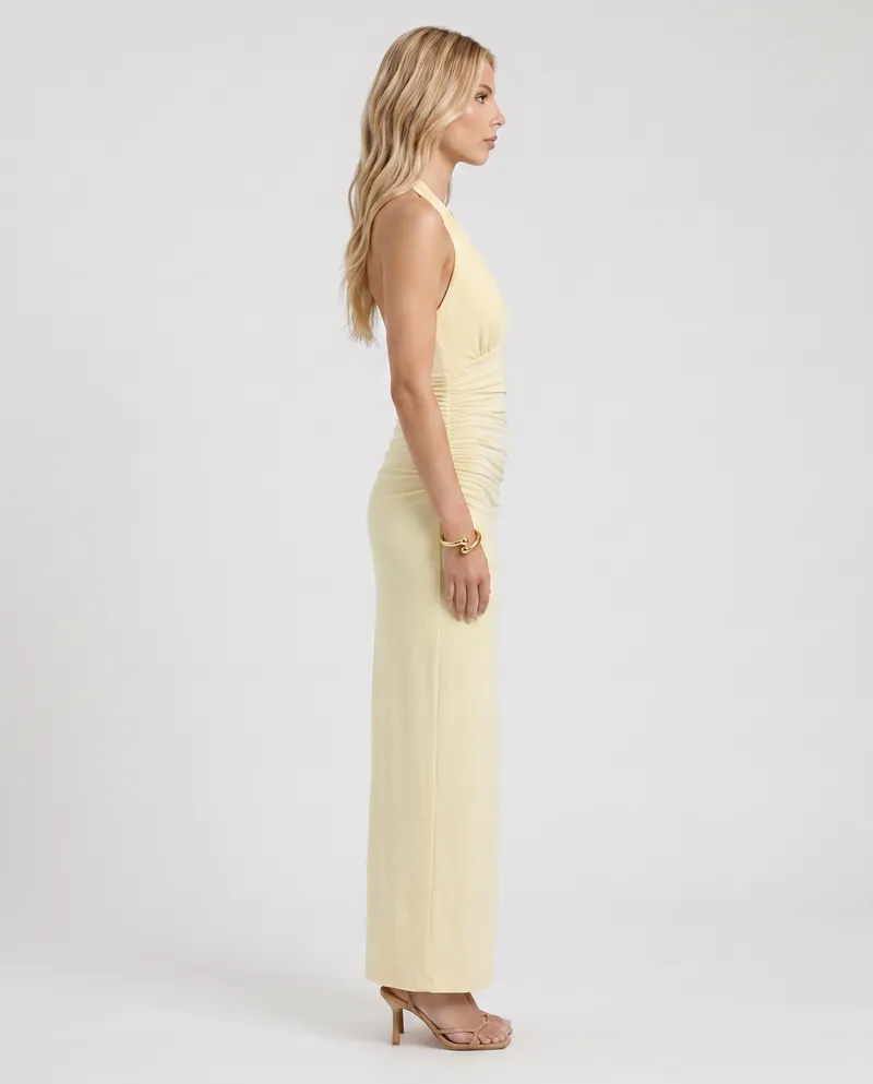 Megan Plunge Maxi Dress - Butter Yellow