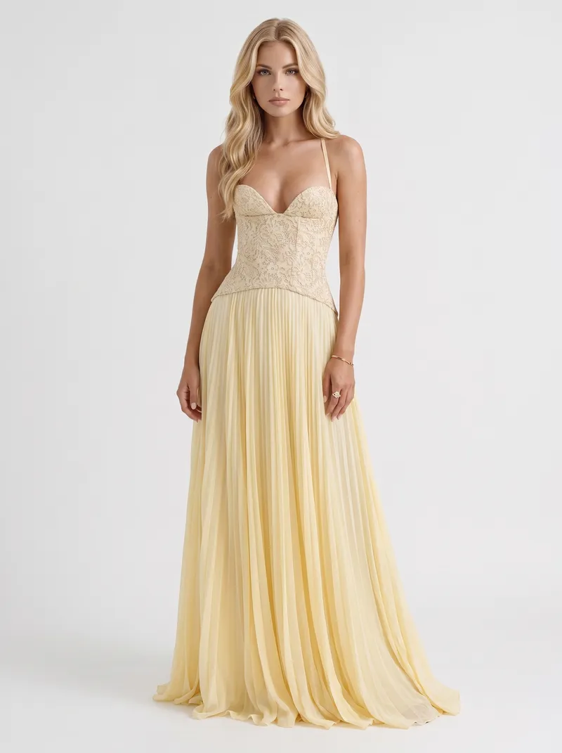 Anneliese Lace Maxi Dress - Yellow