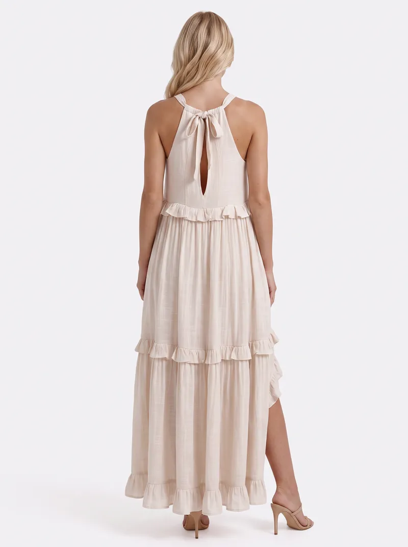 Thea Tiered Maxi Dress - Apricot