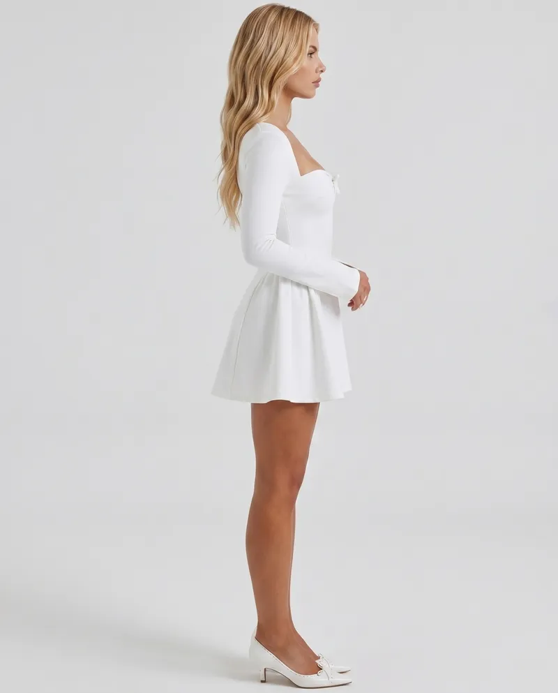 Megan Knot Mini Dress - White