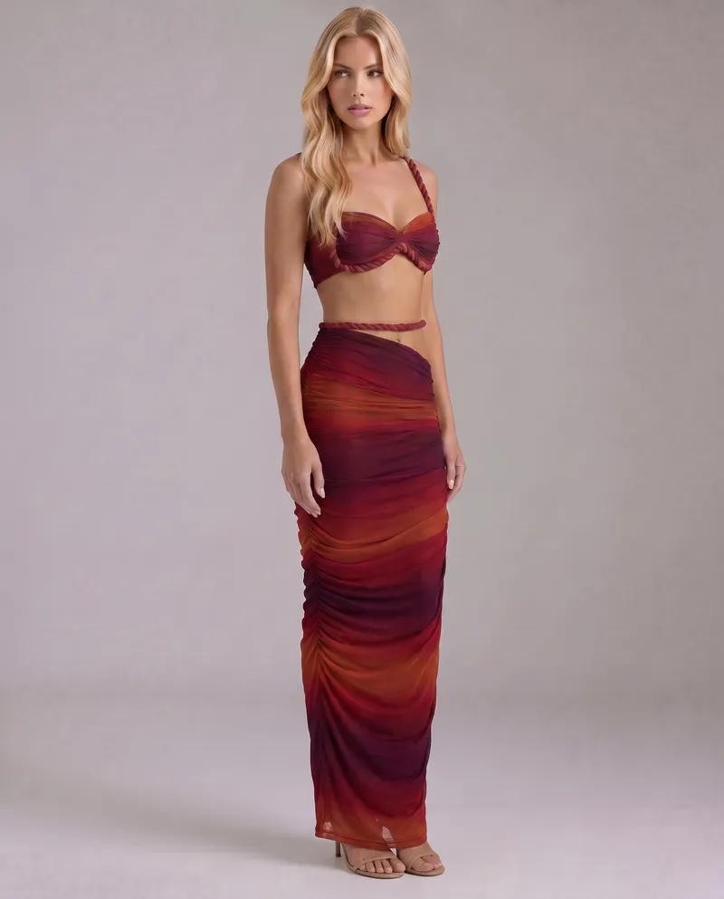 Zendeya Satin Slip Maxi Dress - Red