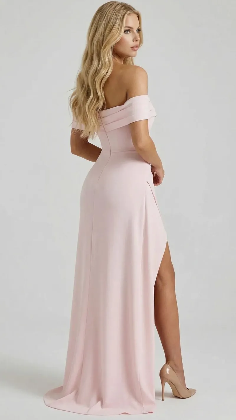 Valentina Ruched Maxi Dress - Pink