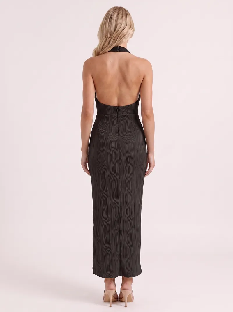 Nova Pleated Maxi Dress - Black