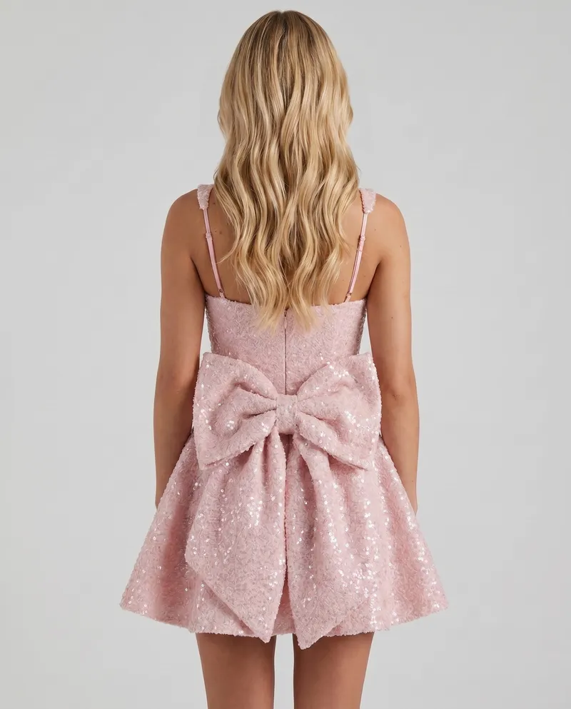 Dorothy Bow Mini Dress - Blush