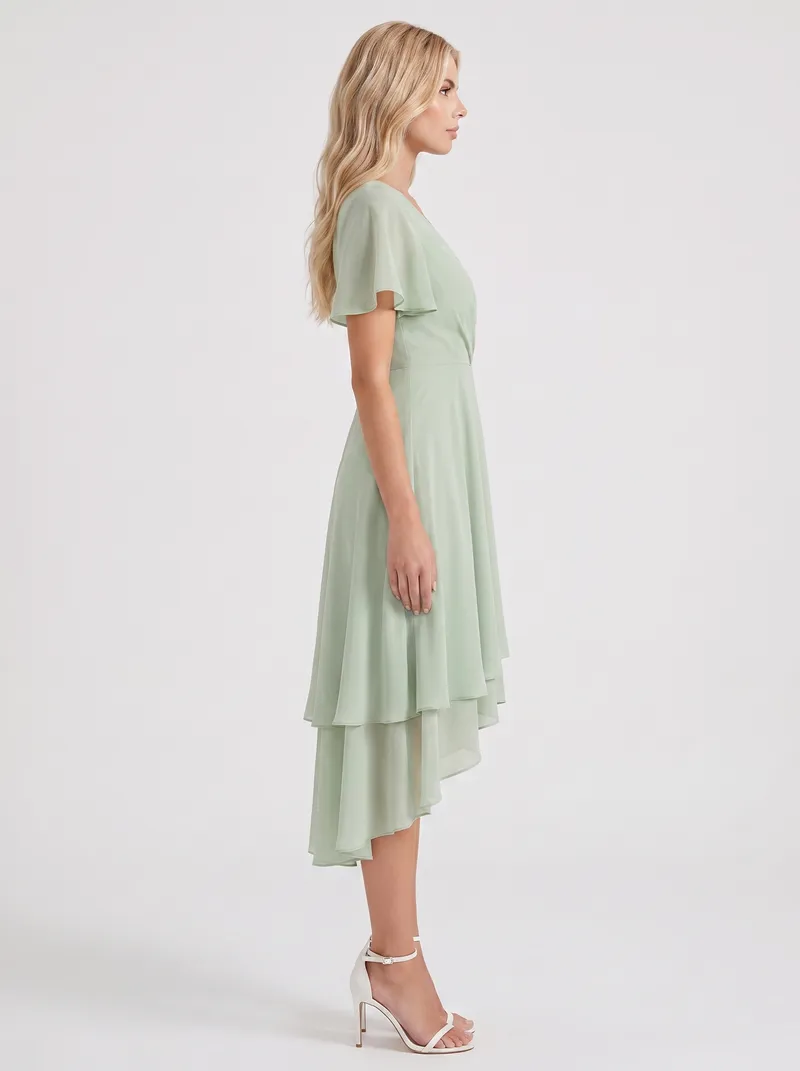 Calliope Ruffle Midi Dress - Light Green
