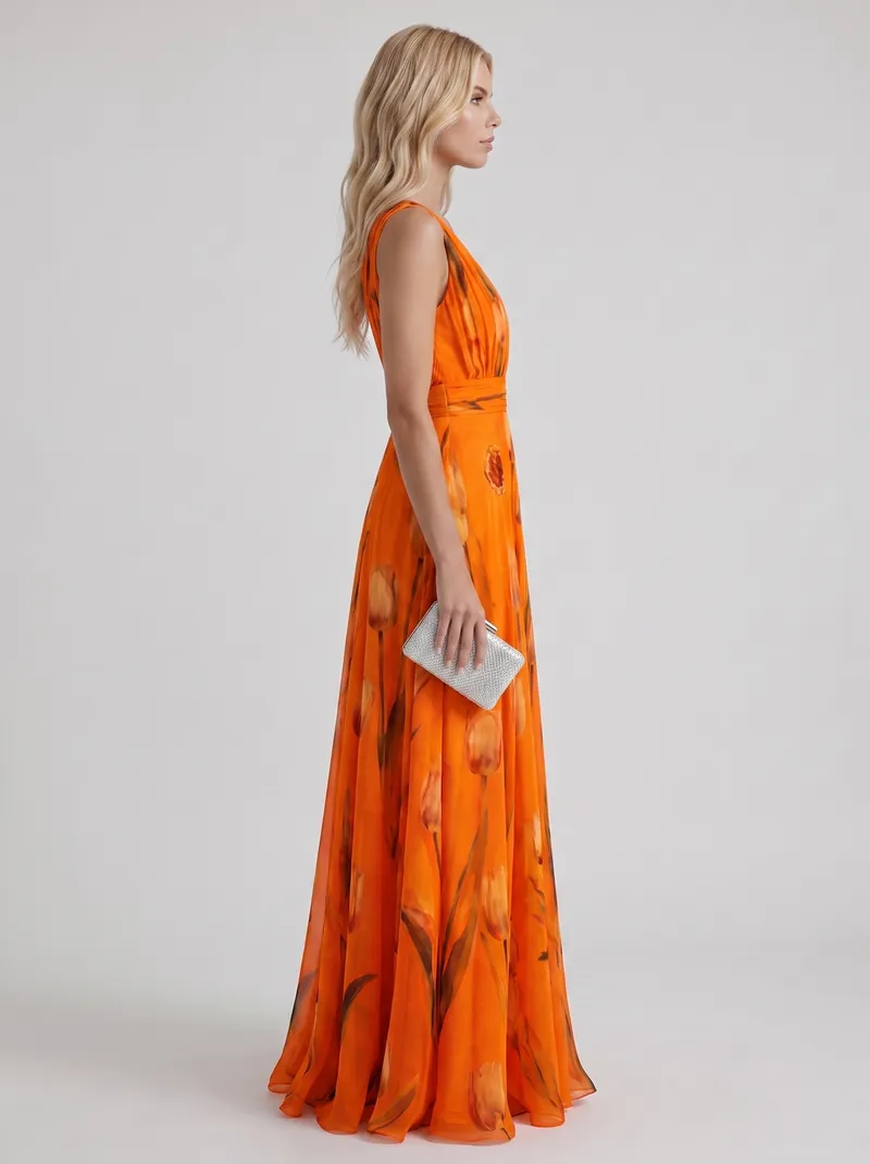 Fleur Floral Maxi Dress - Orange