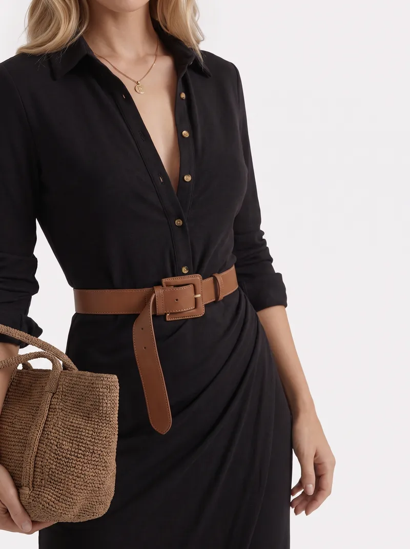 Hadley Collared Maxi Dress - Black