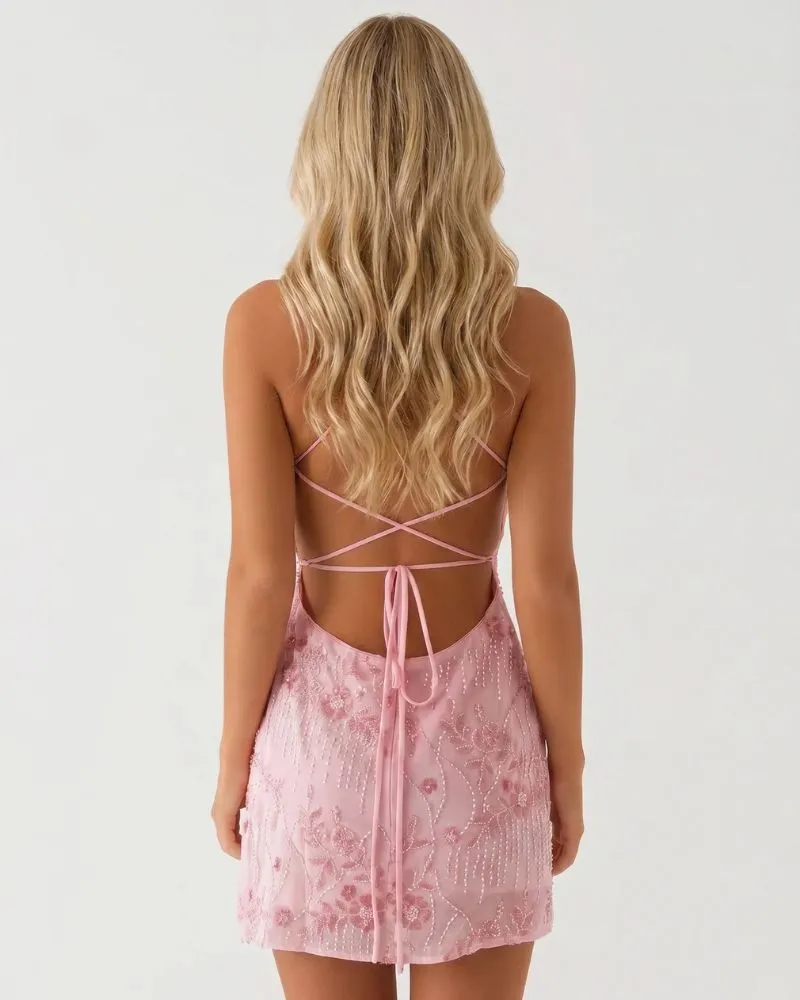 Astrela Sequin Mini Dress - Pink