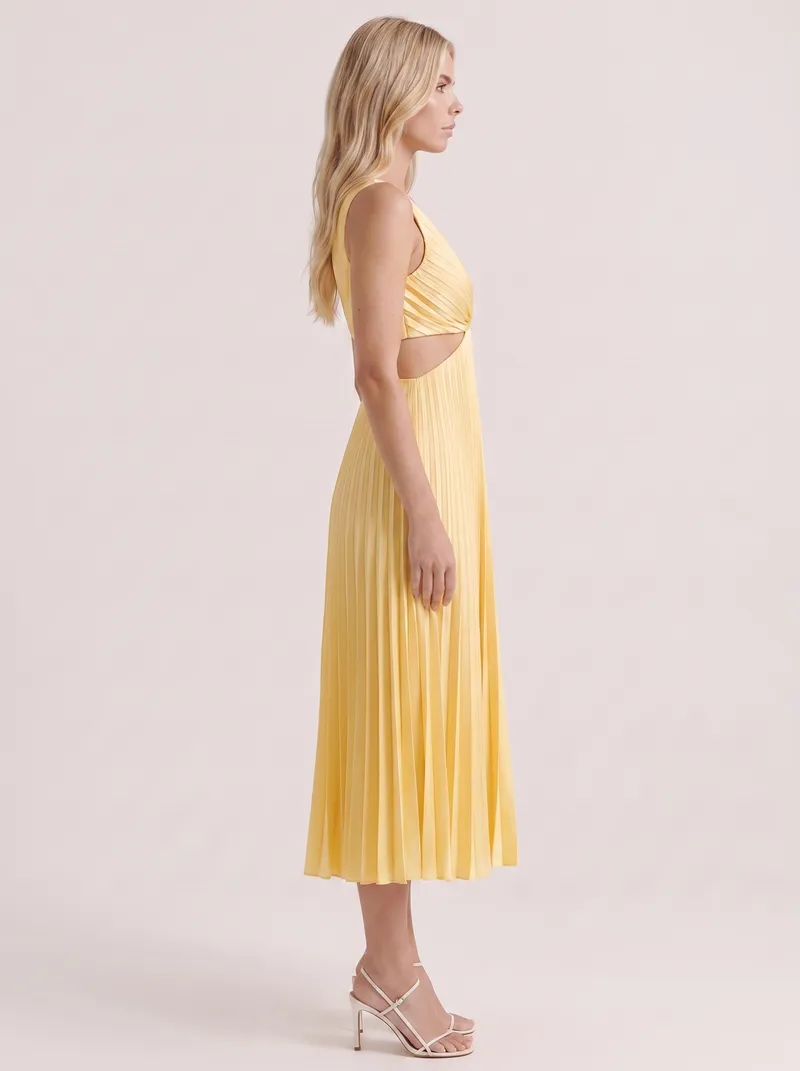 Zara Cutout Midi Dress - Yellow