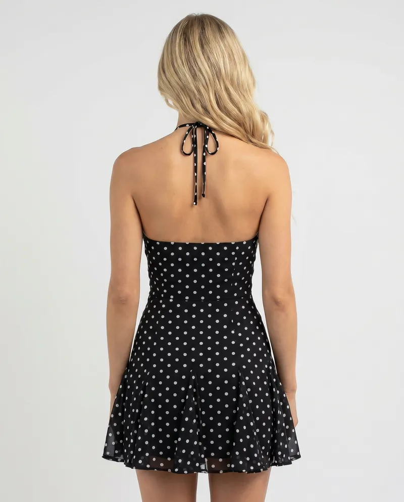 Katie Polka Dot Strapless Mini Dress - Black