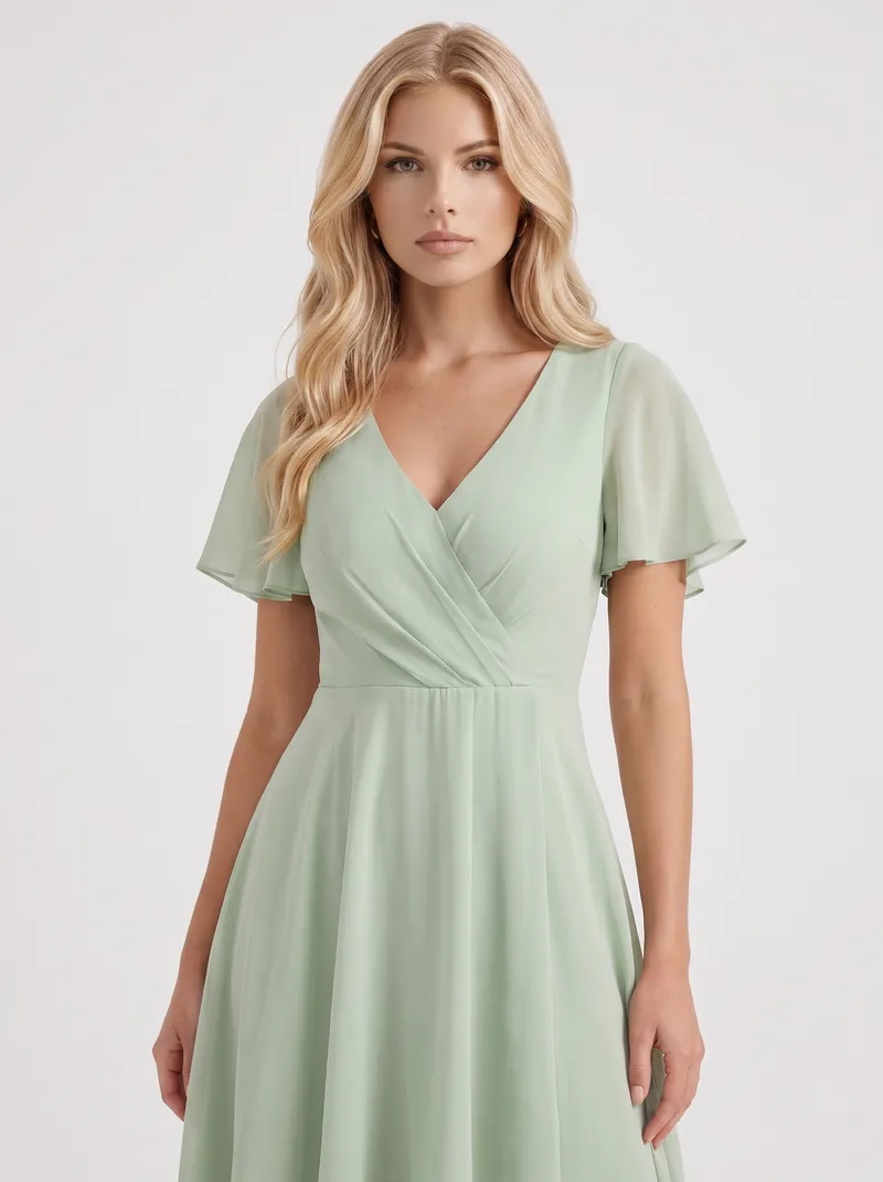 Calliope Ruffle Midi Dress - Light Green