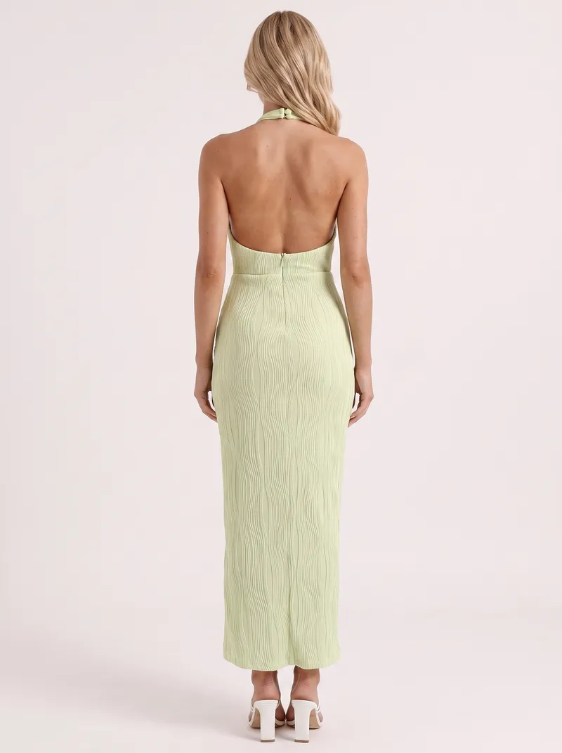 Nova Pleated Maxi Dress - Light Green