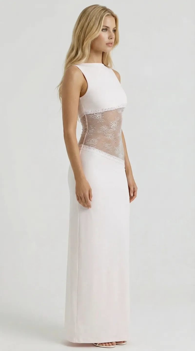 Lucy Lace Maxi Dress - Pink