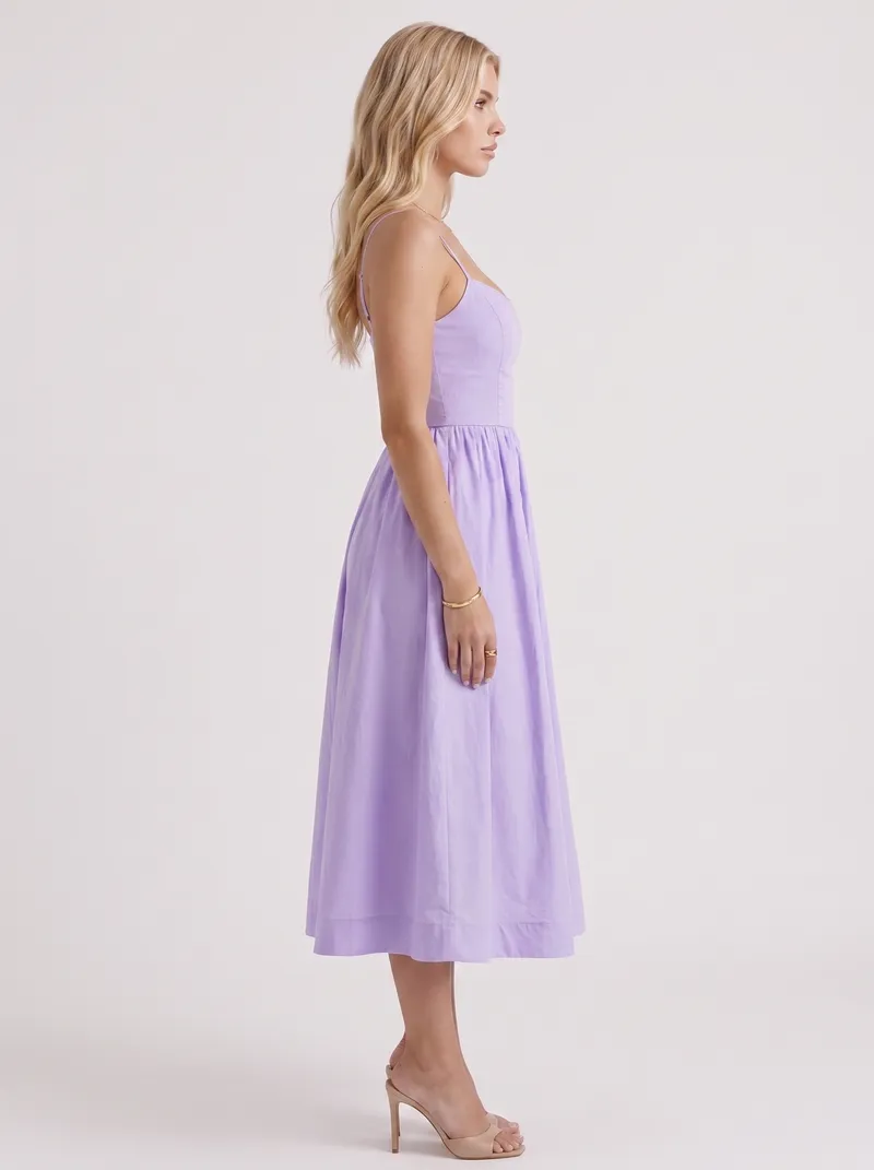 Birdie Flare Midi Dress - Purple
