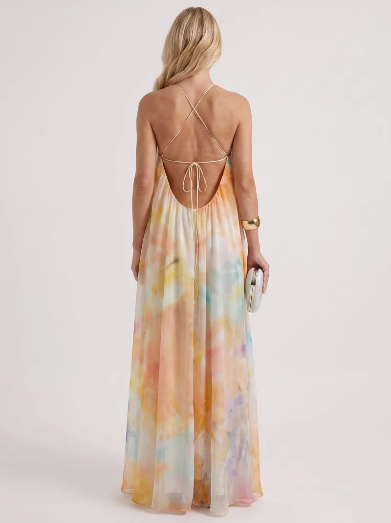 Sylvie Chiffon Maxi Dress - Orange