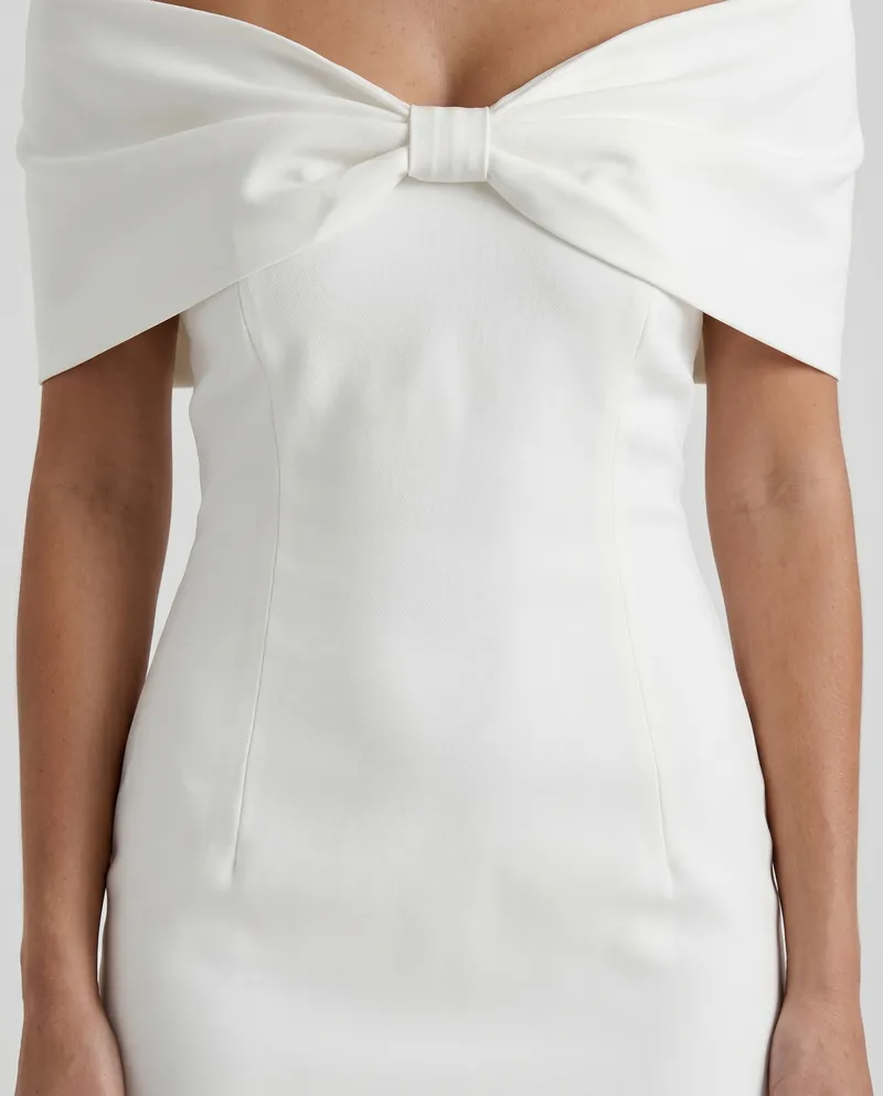 Rebecca Bow Mini Dress - White