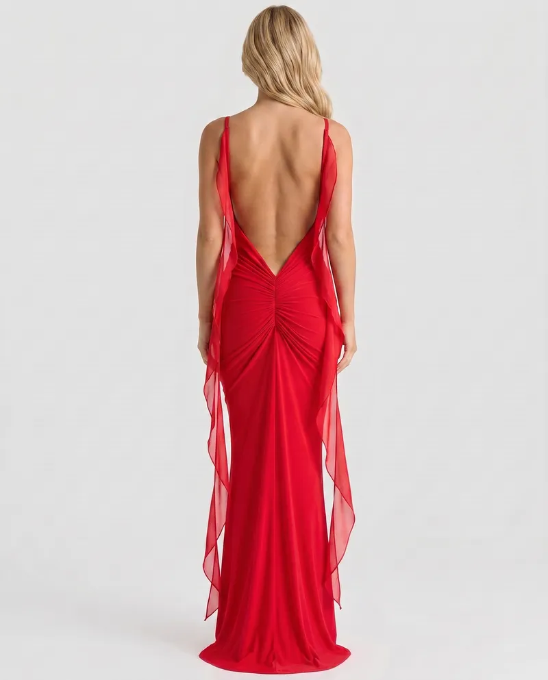 Daniela Slip Maxi Dress - Red