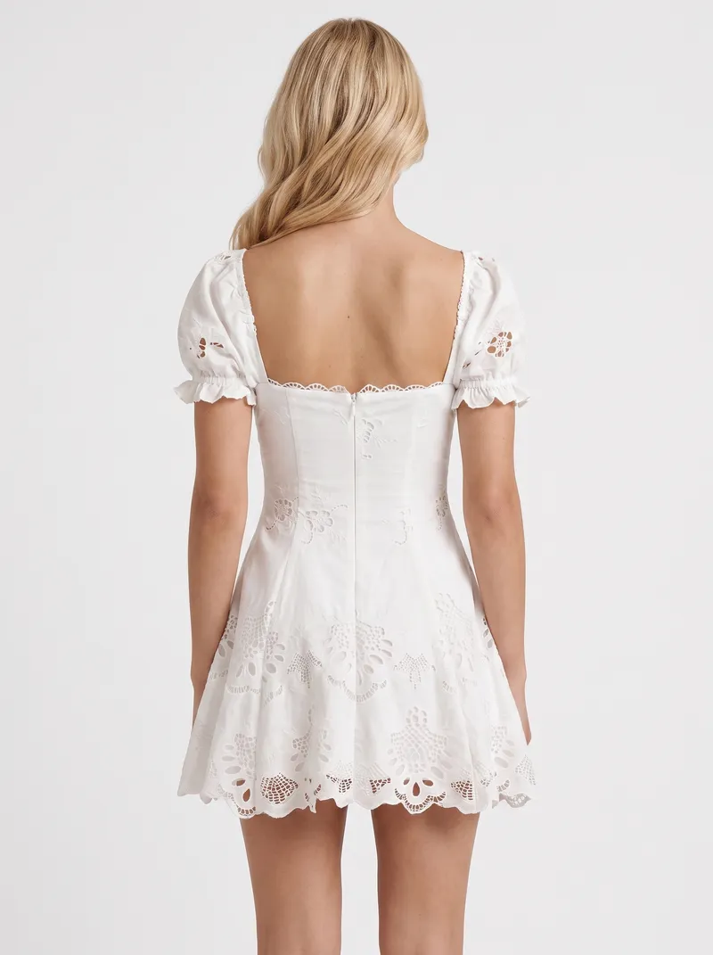 Madeleine Eyelet Mini Dress - White