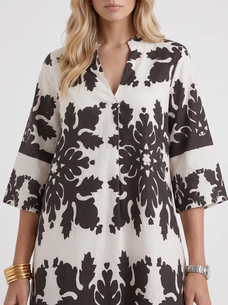 Marije Floral Midi Dress - White