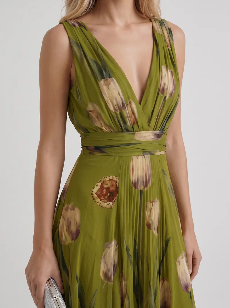 Fleur Floral Maxi Dress - Green