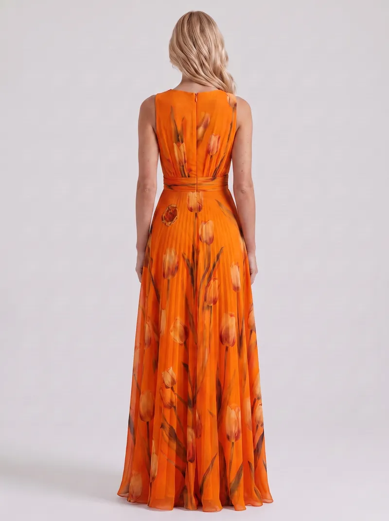 Fleur Floral Maxi Dress - Orange