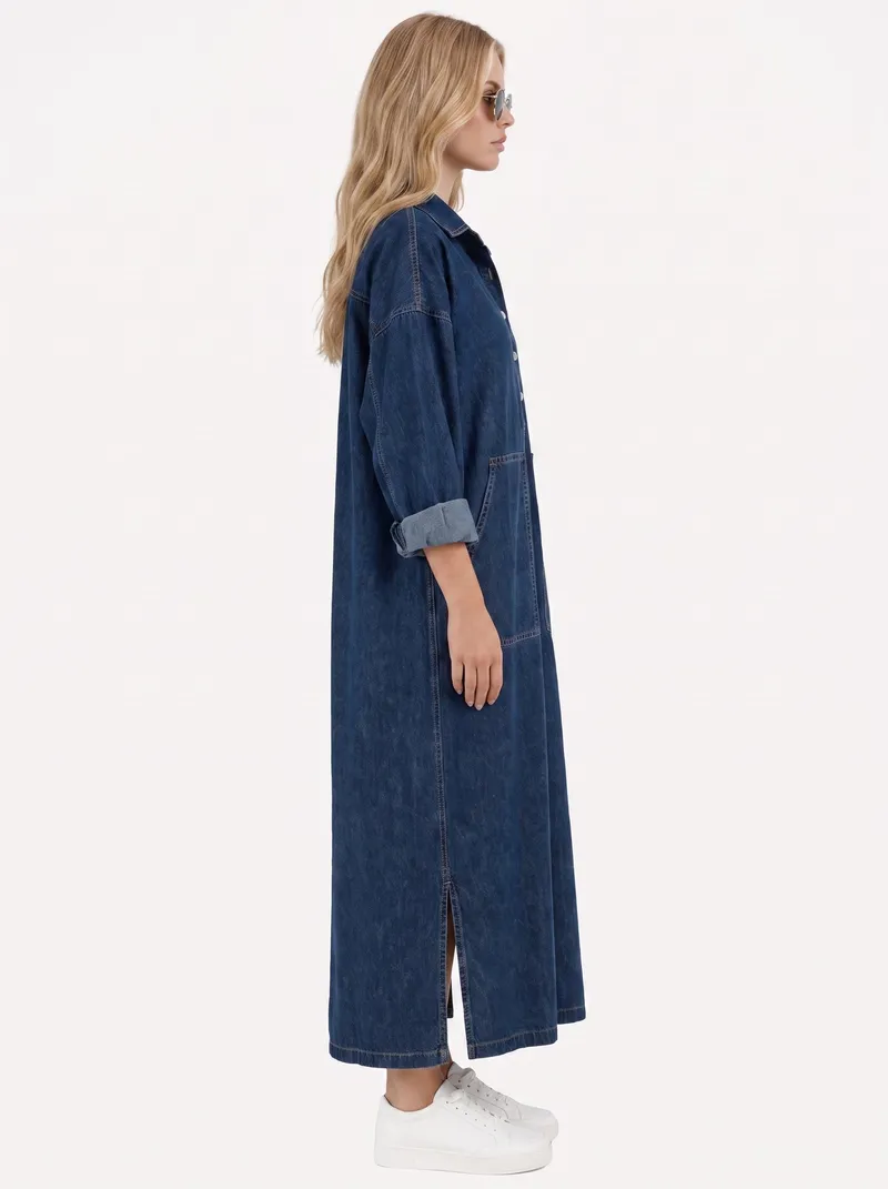 Goldie Denim Maxi Dress - Blue